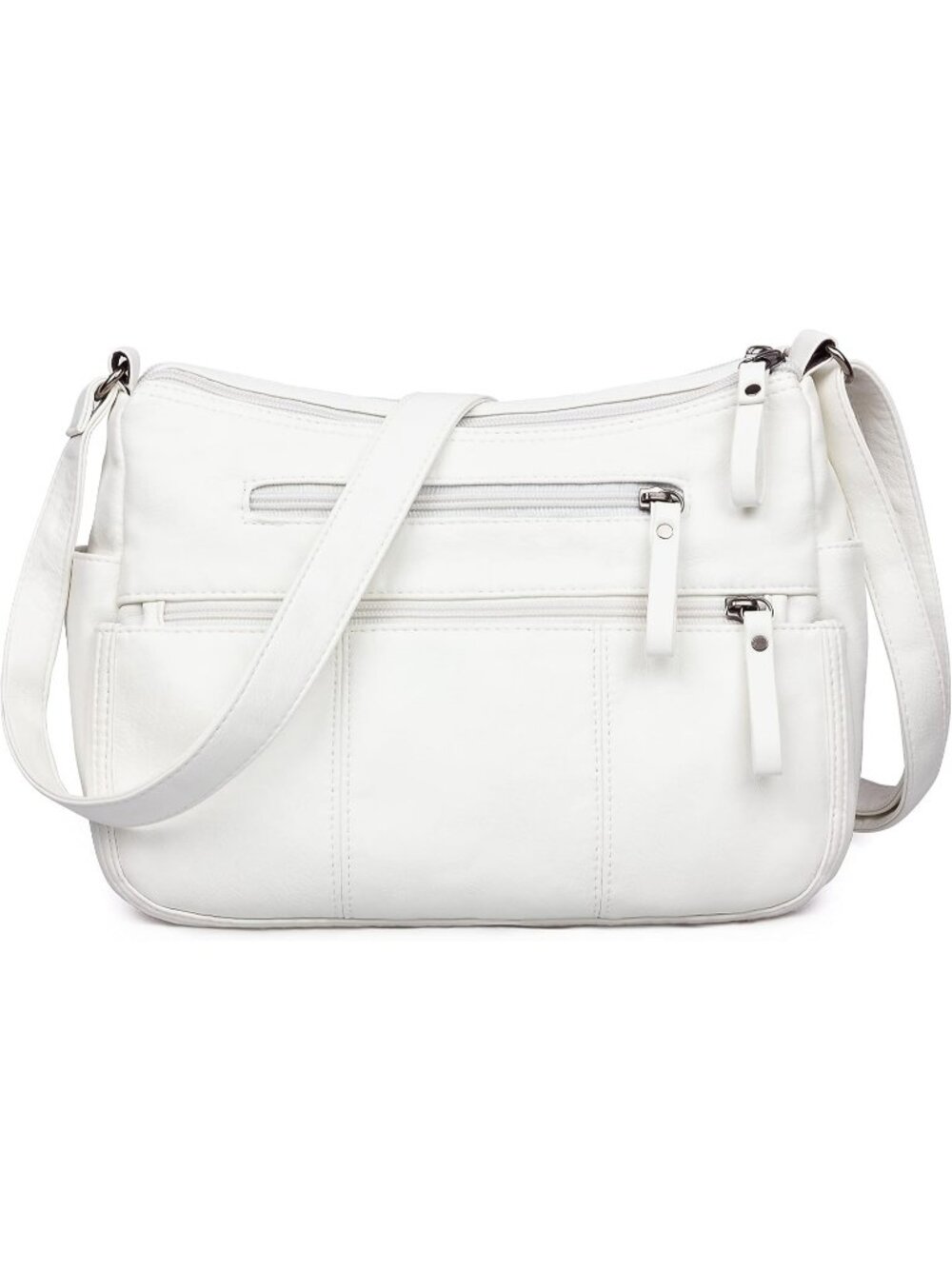 Women's White Soft PU Leather Ladies Crossbody Purse Pocketbooks Shoulder Bag